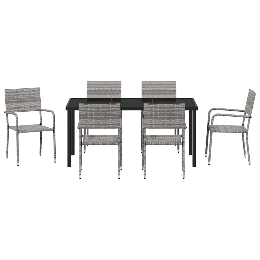 Set da Pranzo per Giardino con cuscino 7 pcs Grigio polyrattan 3380047