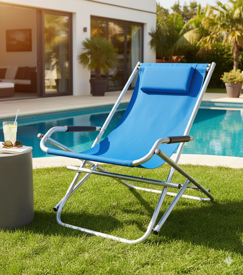 Sedia Sdraio Basculante Pieghevole in Alluminio Elba Blu