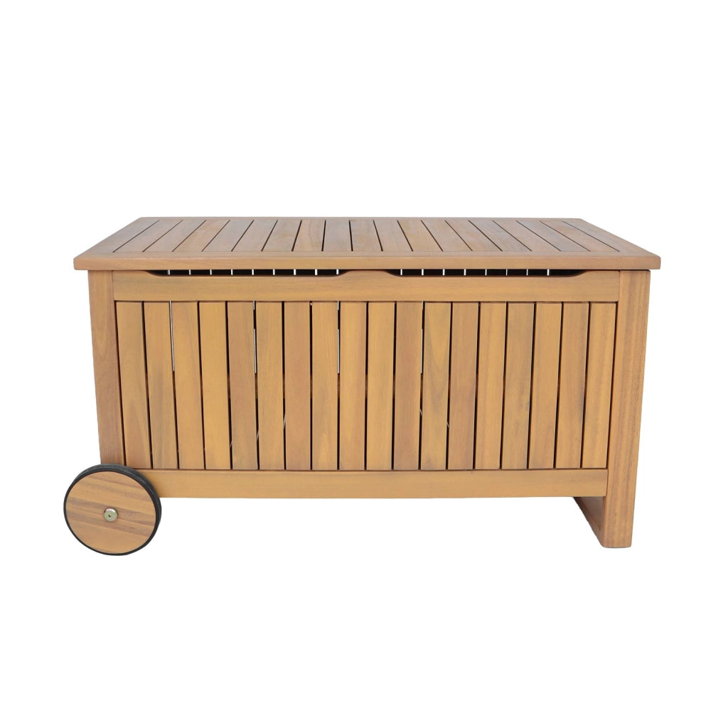 Cassapanca da giardino in legno di acacia con ruote, 119l, teck