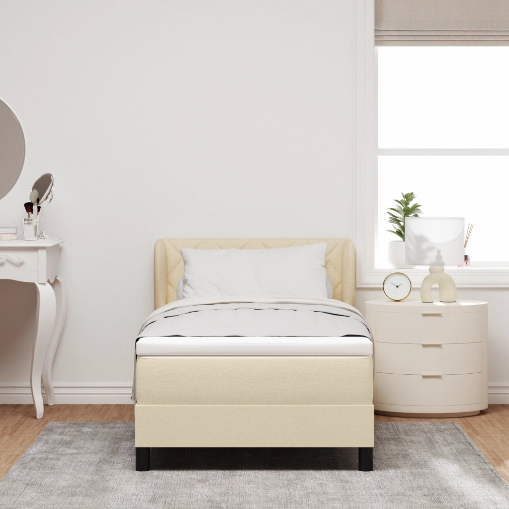 Letto a Box con Materasso Crema 90x190 cm Tessuto
