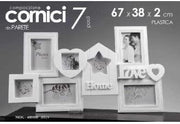 PORTAFOTO  CON 7 POSTI 67 X 38 X 2 CM IN STILE SHABBY CHIC COLORE BIANCO