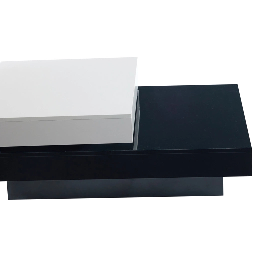 Tavolino da caffè girevole bicolore 103×60×35,5 cm con 2 ripiani