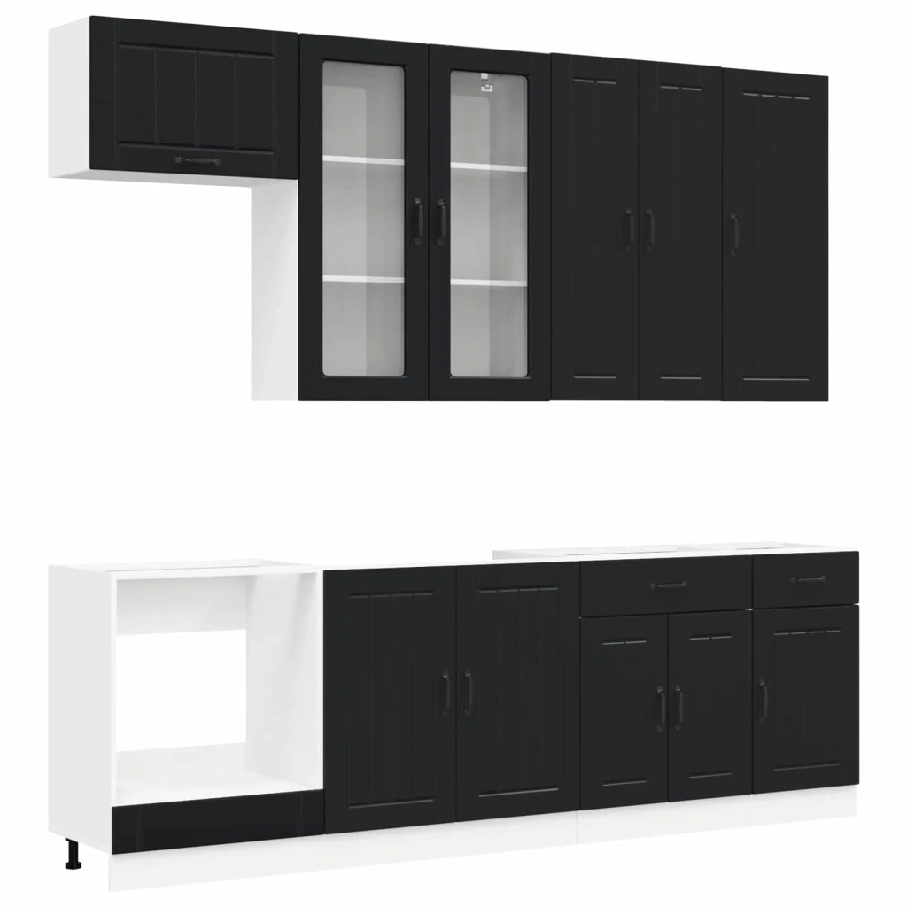 Unità Cucina LUCCA 8 pcs Nero Legno ingegnerizzato 3438154