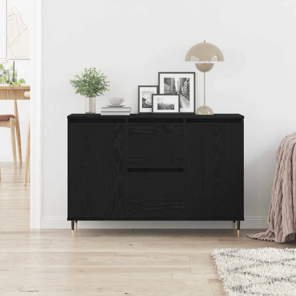 Credenza | Madia | Buffet da pranzo | Armadio da pranzo Rovere Nero 101,5 x 35 x 70 cm Legno multistrato