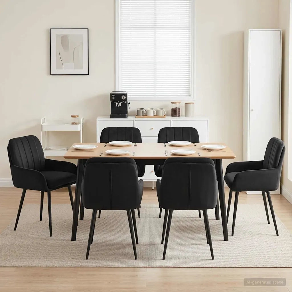 Sedie da pranzo 6 pcs Velluto (V) Nero 59 x 59,5 x 90 cm 3428252