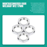 Montaggi a vite M12x1.5 - 4 pezzi - Alta qualità alluminio - Per nastro di trasmissione - Adatto per chiave 17 mm - Duraturo e resistente - Viti per ruota