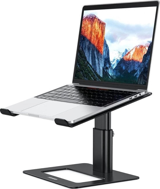 Altaia per laptop in metallo nero, compatibile con laptop da 10 a 15,6 pollici, altaia ergonomica regolabile per notebook, sostegno per computer.