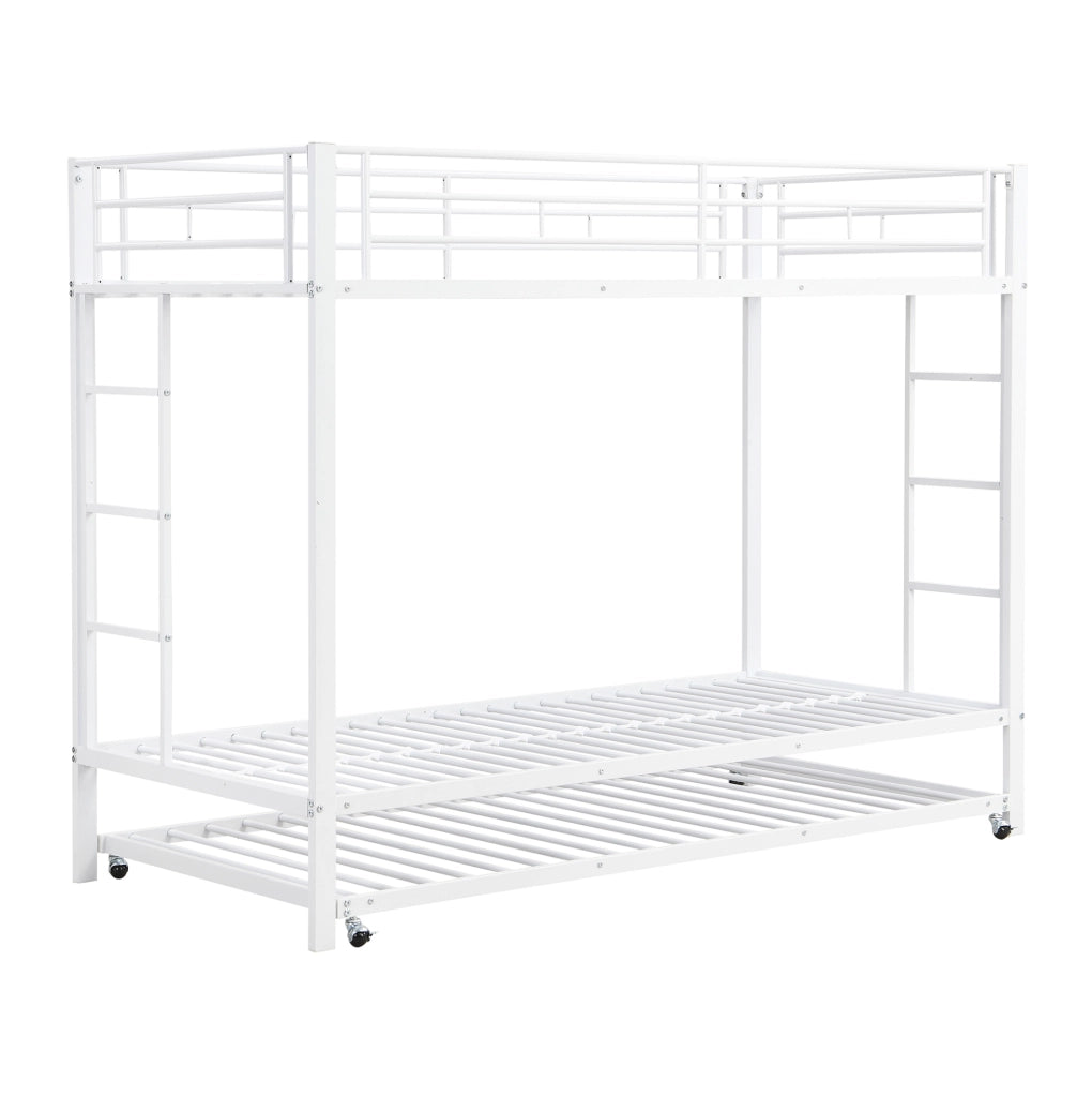 Letto a castello 90x200 cm; con letto estraibile; metallo; bianco
