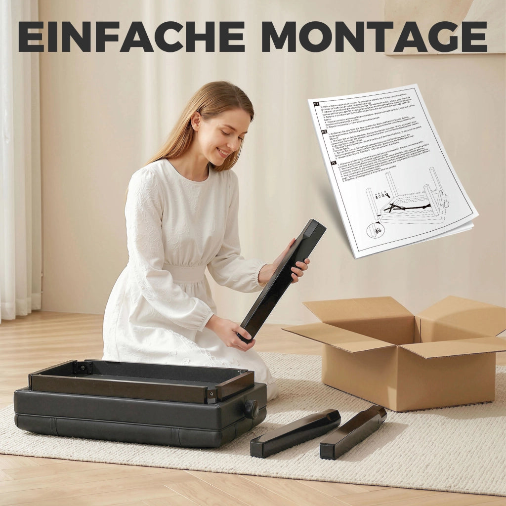 Sgabello con vano nascosto, regolabile in altezza, similpelle, nero ¨C zephmum