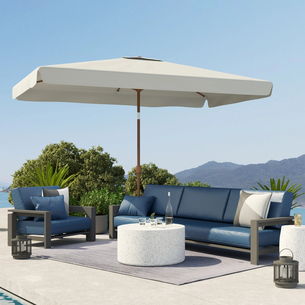 Ombrellone da giardino rettangolare pieghevole ¨C zephmum ¨C crema 200x300 cm alluminio