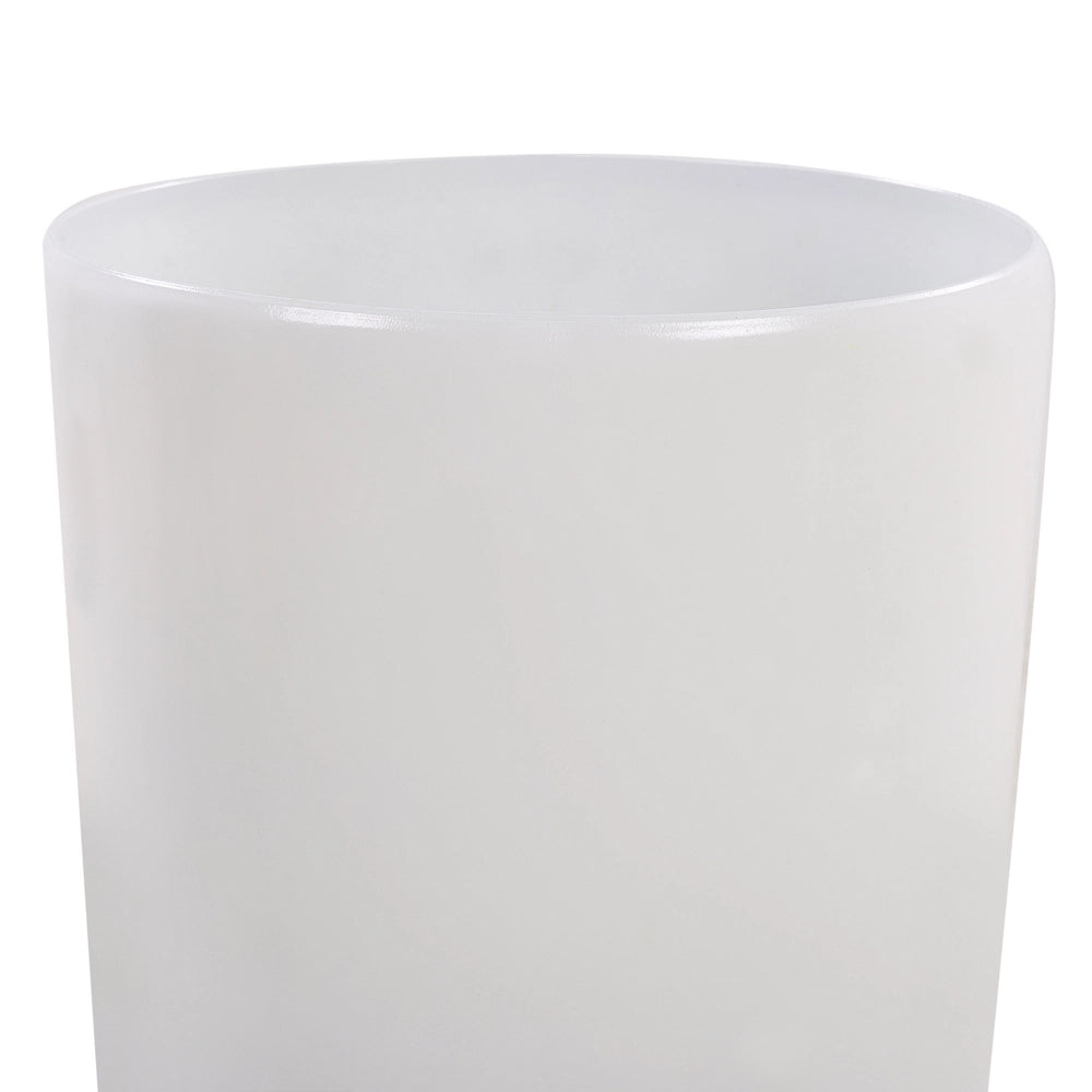 Vaso da fiori per piante da interno esterno miscela di pietra bianca lucido rotondo alto 32 cm