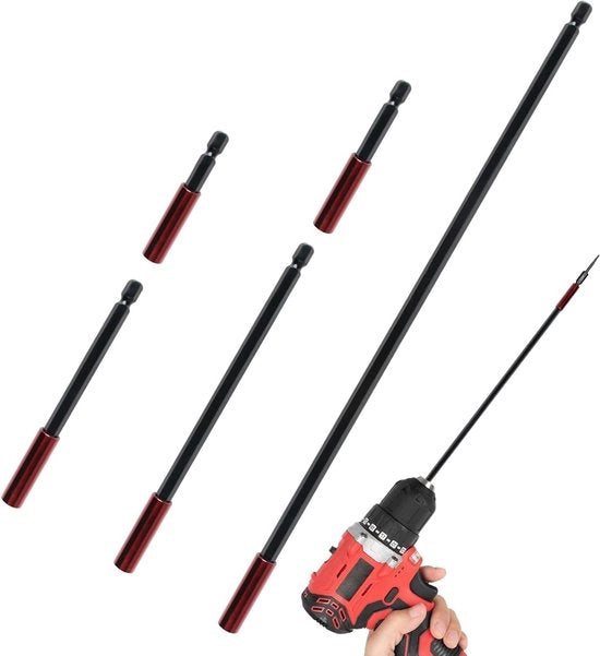 Set di 5 tenaci magnetici per trapani a percussione - inclusi diversi lunghezze - utile per lavori precisi - adattatore per foro 1/4 pollici.