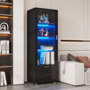 Vetrina 40x50x160 cm nera in acrilico con LED e 3 ripiani