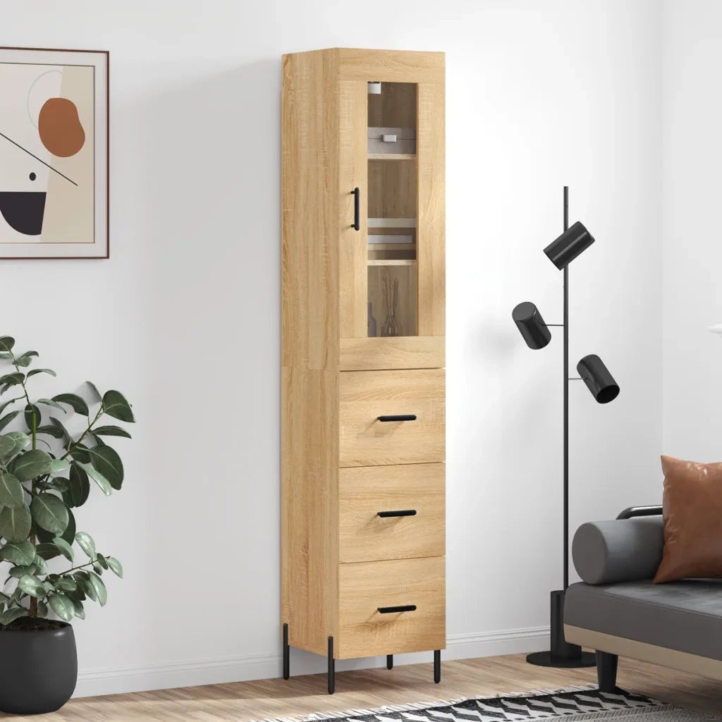 Credenza-Buffet-Armadio da cucina Rovere Sonoma 34,5x34x180 cm in Legno Multistrato 277451