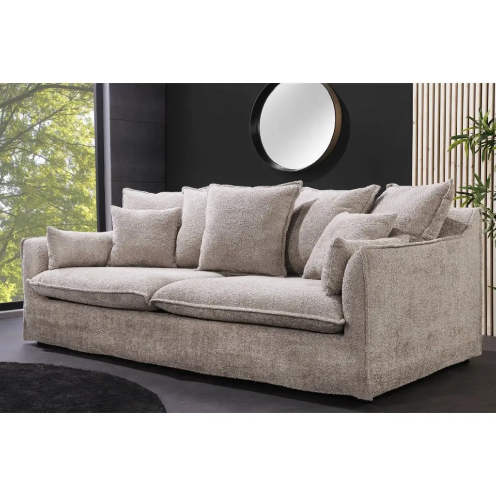 Divano dritto KALIA – Tessuto bouclé beige champagne – 3 posti – Stile contemporaneo