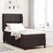 Letto Box Spring  con Materasso - Marrone Scuro, 100x200 cm, Tessuto