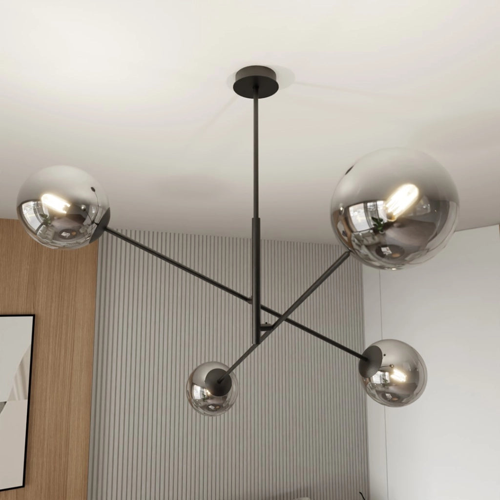 Lampadario Emibig Linear in vetro 4xE14 nero/cromo 102 cm