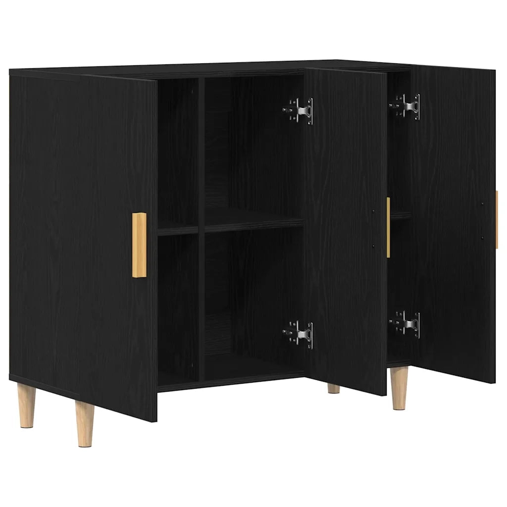 Credenza Rovere Nero 90 x 34 x 80 cm Legno ingegnerizzato 862761