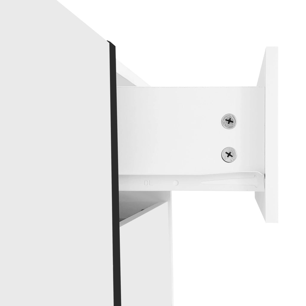 Mobile TV 170x30x39 cm; finitura lucida con 3 ante; 1 cassetto e ribalta; truciolato bianco