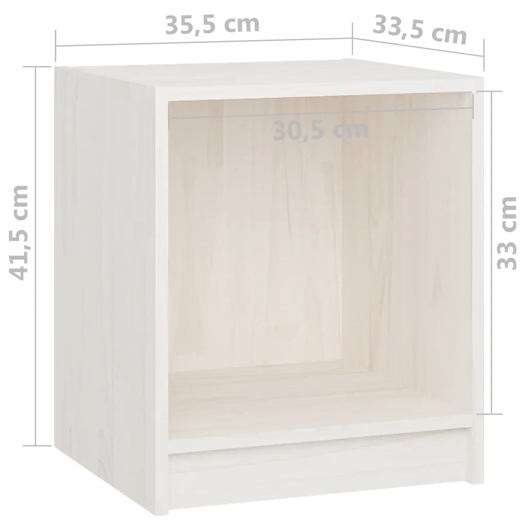 Comodini 2 pz Bianchi 35,5x33,5x41,5 cm Legno Massello di Pino 809922