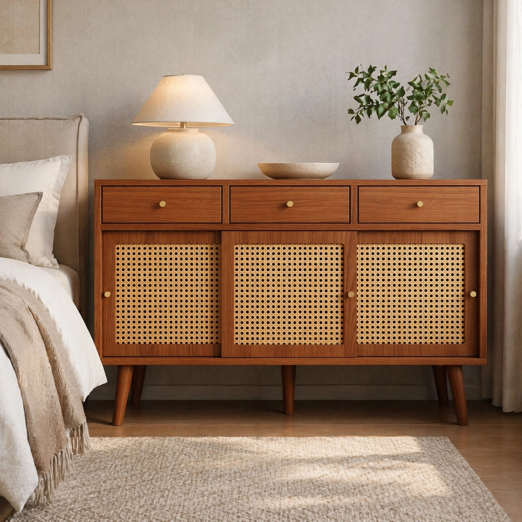 SIDEBOARD 120x40x78 cm 3 cassetti 3 porte in MDF colore walnut FSC®