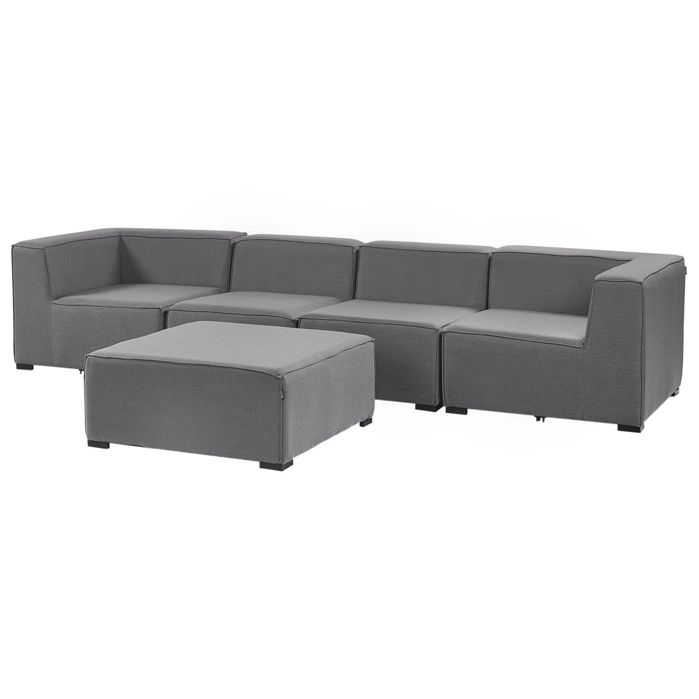 Set divano ad  per interni ed esterni Rivestimento in tessuto grigio salotto da giardino ottomana