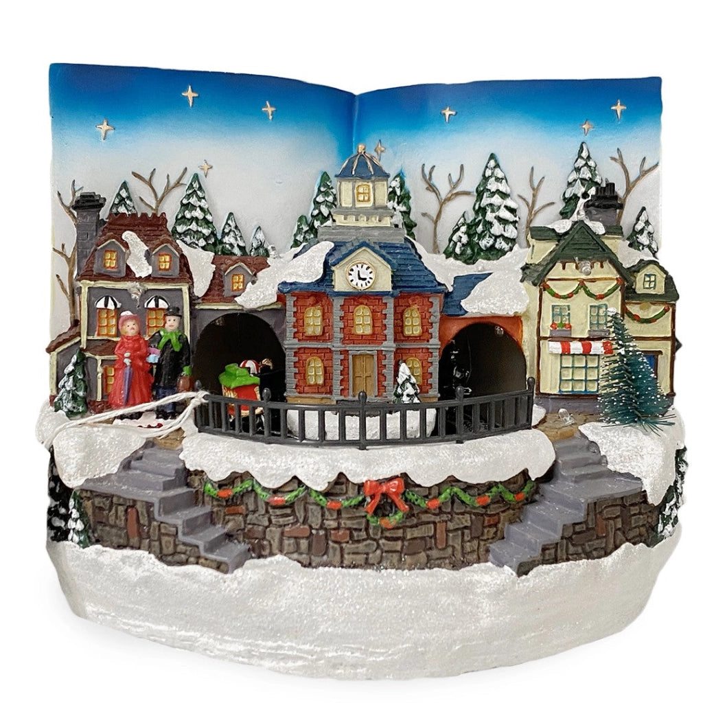 Villaggio Natalizio Libro 18x24 cm con Luci Suoni e Movimento