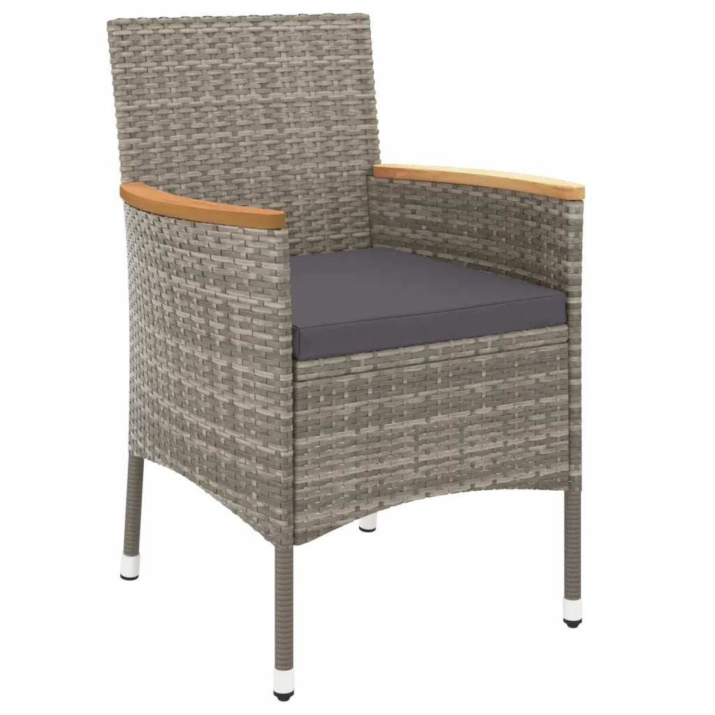 Set BistrÃ² da Giardino 3 pz con Cuscini in Polyrattan Grigio