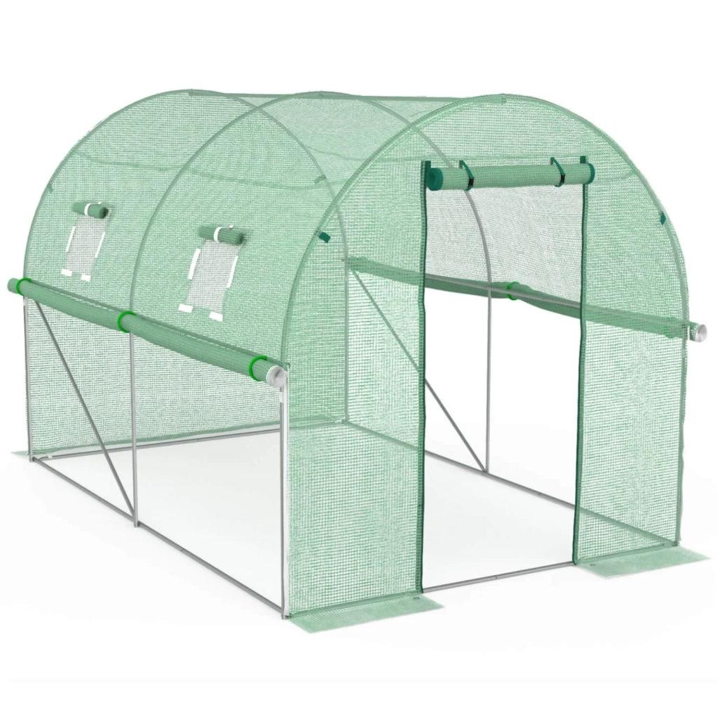 IDMarket - Serra tunnel di giardinario 6m²  verde 4 stagioni ZEBRA 2x3M