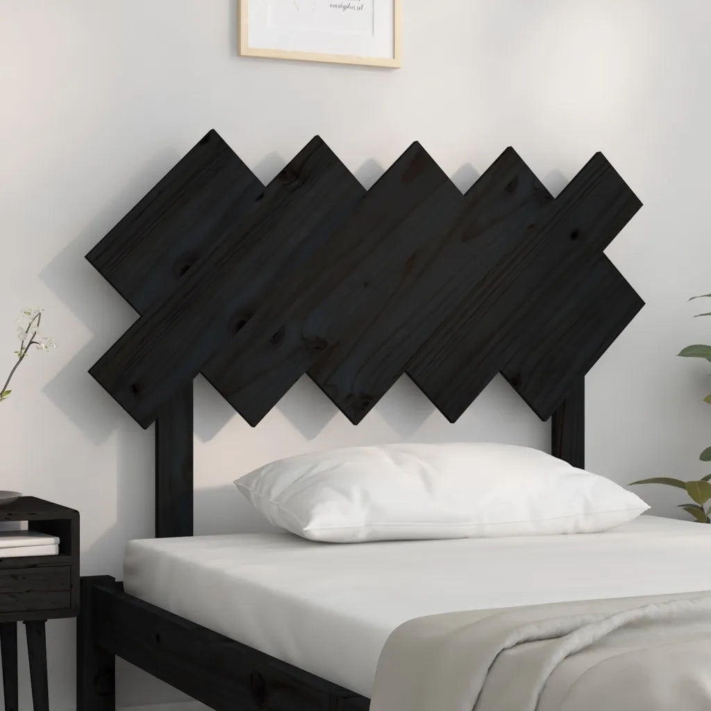 Testiera per Letto Nera 104x3x80,5 cm in Legno Massello di Pino 819209