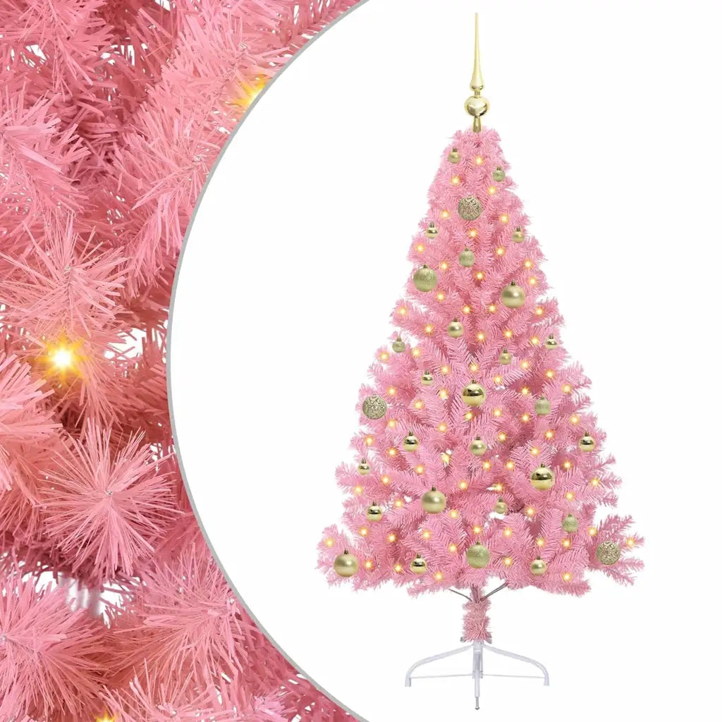 Albero di Natale | Decorazioni natalizie artificiale con luci integrate Rosa 150 cm PVC