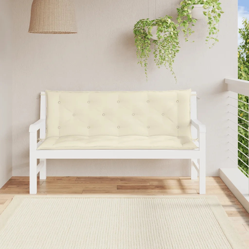 Cuscini Panca Giardino 2pz-Cuscini per panchina da esterno Bianco Crema 150x50x7 Tessuto Oxford