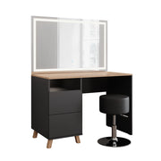 Vicco Tavolo da toeletta Antracite/Artisan 110 cm con sgabello e specchio LED