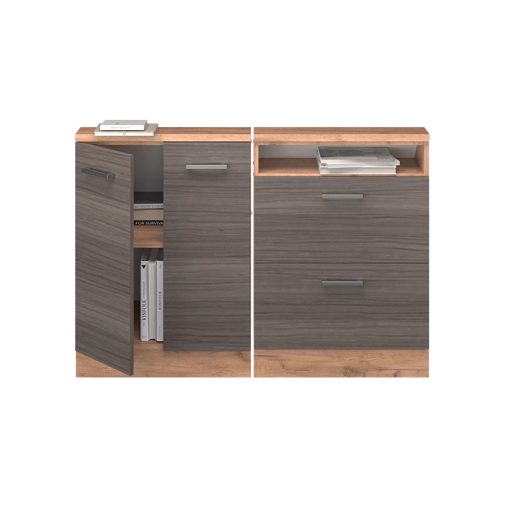 Set di mobili sottotetto Rion Grigio nobile/Rovere dorato Set di 2 Vicco