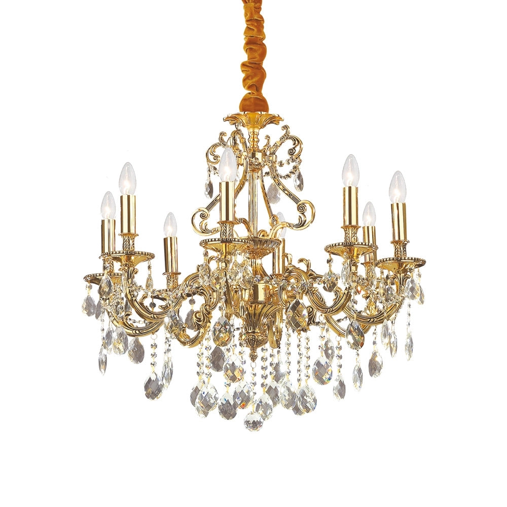 Lampadario Classico Gioconda Metallo-Cristallo Oro 8 Luci E14