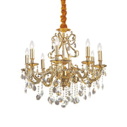 Lampadario Classico Gioconda Metallo-Cristallo Oro 8 Luci E14