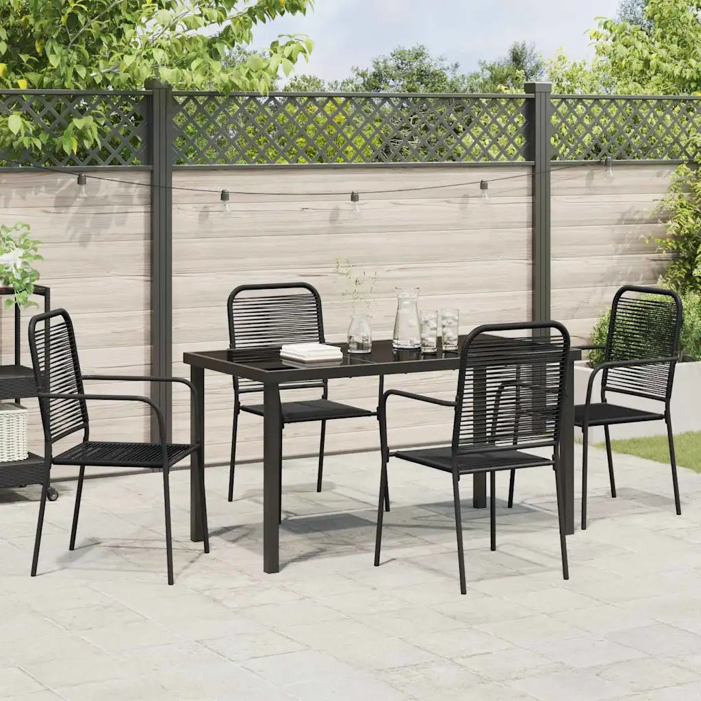 Set da Pranzo per Giardino 5 pcs Nero