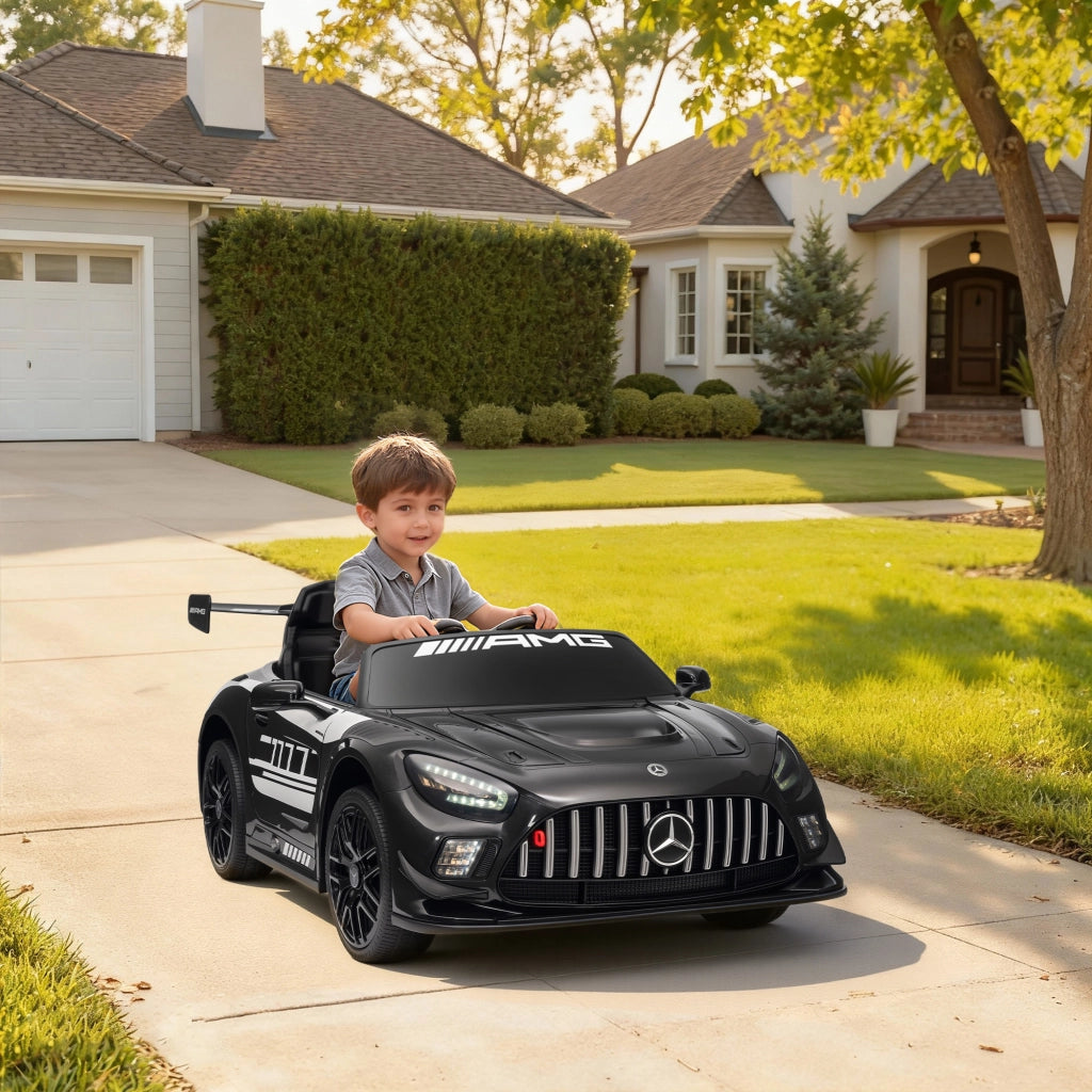 Auto elettrica Mercedes per bambini ¨C zephmum ¨C 12V, nero, LED, 3-8 anni