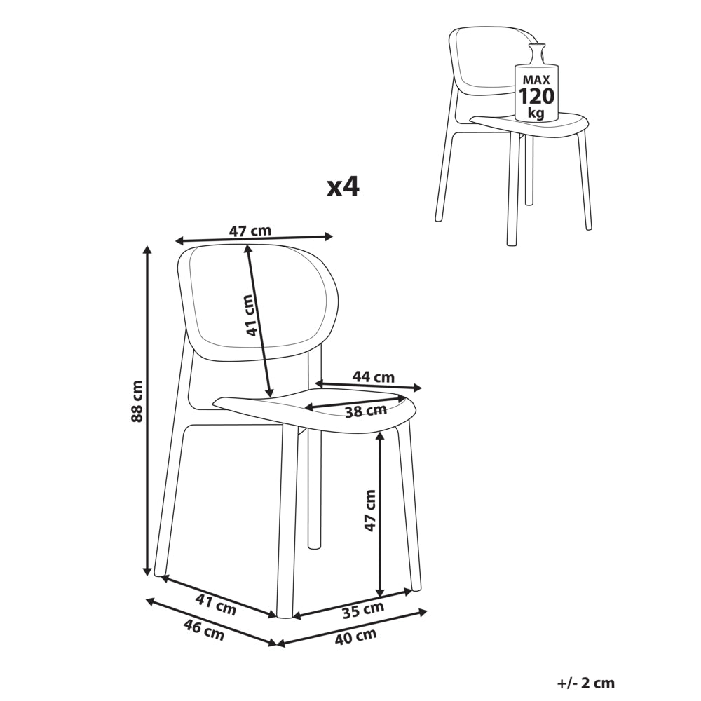 Set di 4 sedie da giardino rosa pastello leggere e resistenti alle intemperie stile moderno