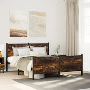 vidaXL Giroletto senza Materaso in Metallo Rovere Fumo 140x190 cm