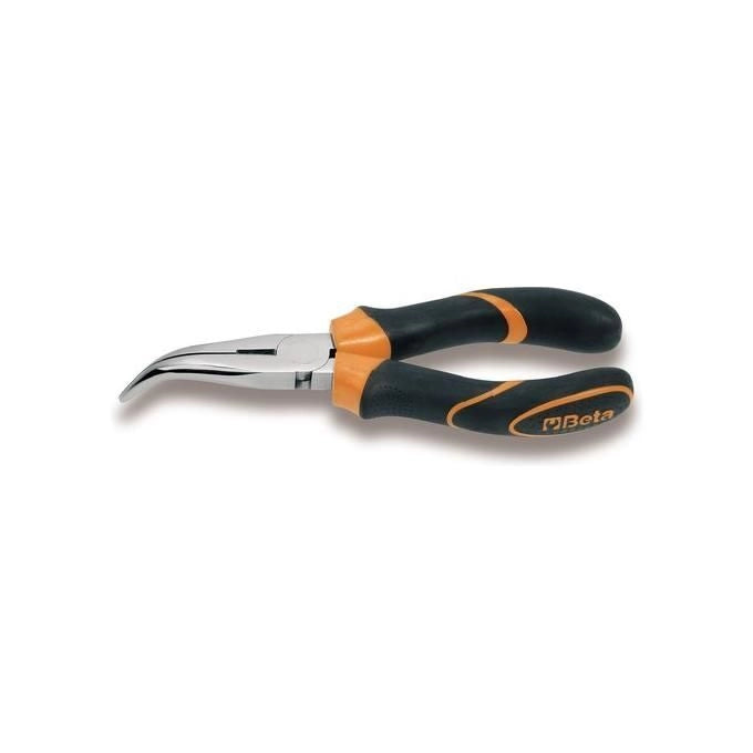 BETA Pinza a Becchi Mezzotondi Lunghissimi Piegati Zigrinati Corpo in Acciaio Cromato - ISO 5745 - Bi-materiale Plastico Antiscivolo 1168bm mm 200