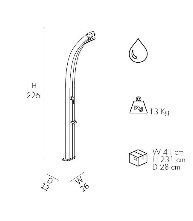 Doccia Tradizionale In Alluminio Spring Con Miscelatore E Lavapiedi Colore Verde Scuro Cv-A125/6016