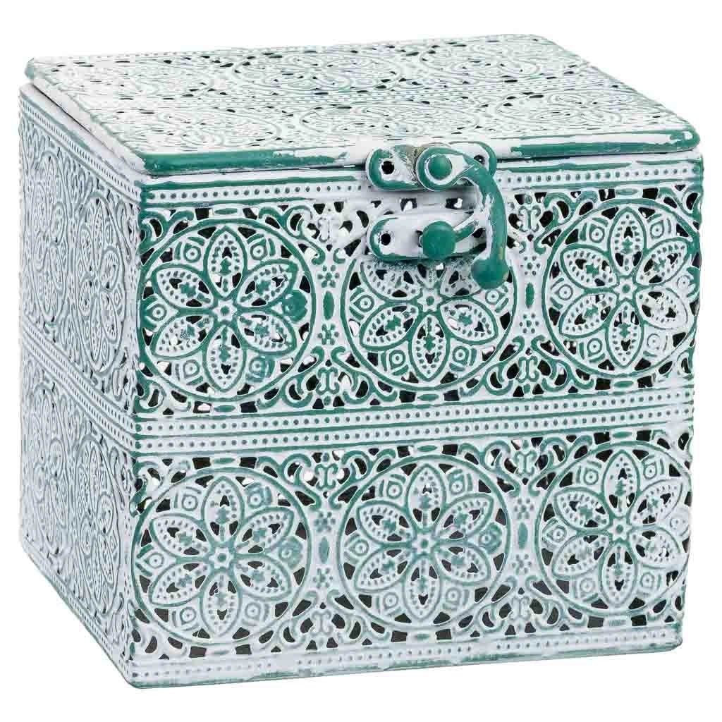 Scatola in metallo verde 12.5x12.5x11.5h cmh cm