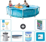 Piscina Rettangolare con Cornice - 305 x 76 cm - Acquario - Incluso Pompello Copertura - Filtro - Gres Porcellanato - 7 pezzi