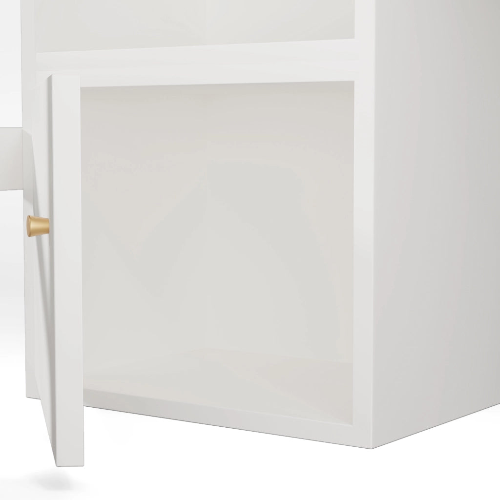 LETTO A CASTELLO 90x200 cm con scrivania USB/Type-C, armadi e scala, bianco