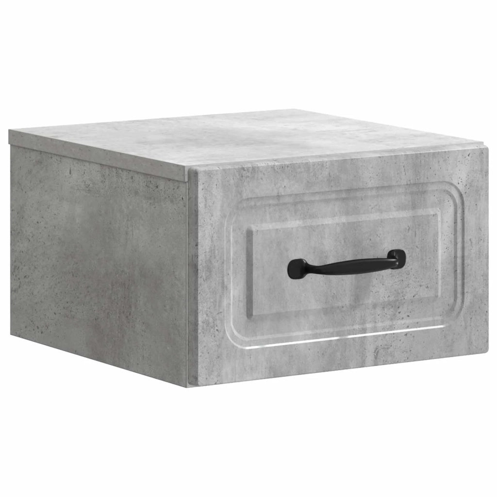 Mobiletto da notte a muro con cassetto 2 pcs Grigio Cemento 899282