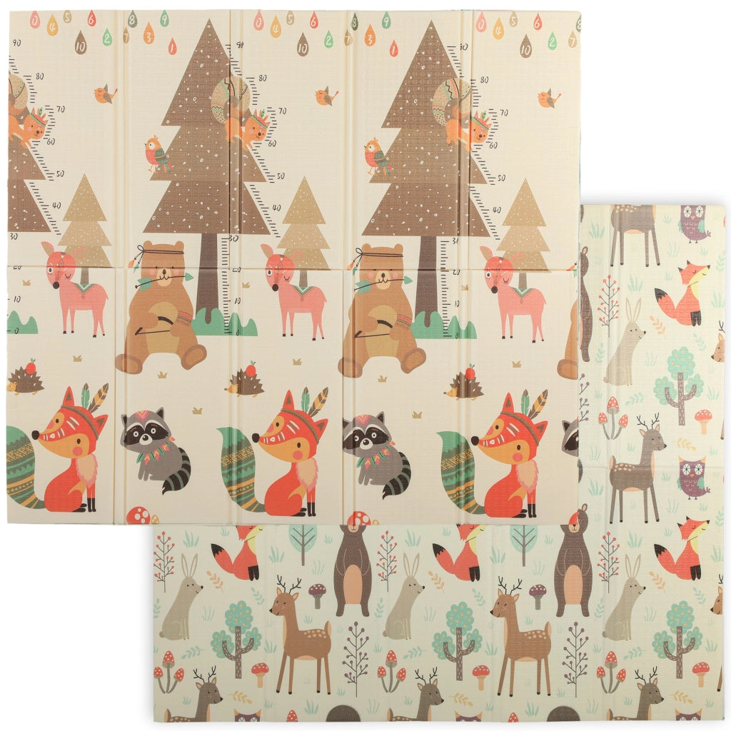Tappeto per Bambini 0-6 Anni a Tema Foresta con Superficie Impermeabile in XPE Multicolore, 196x176x1.5 cm