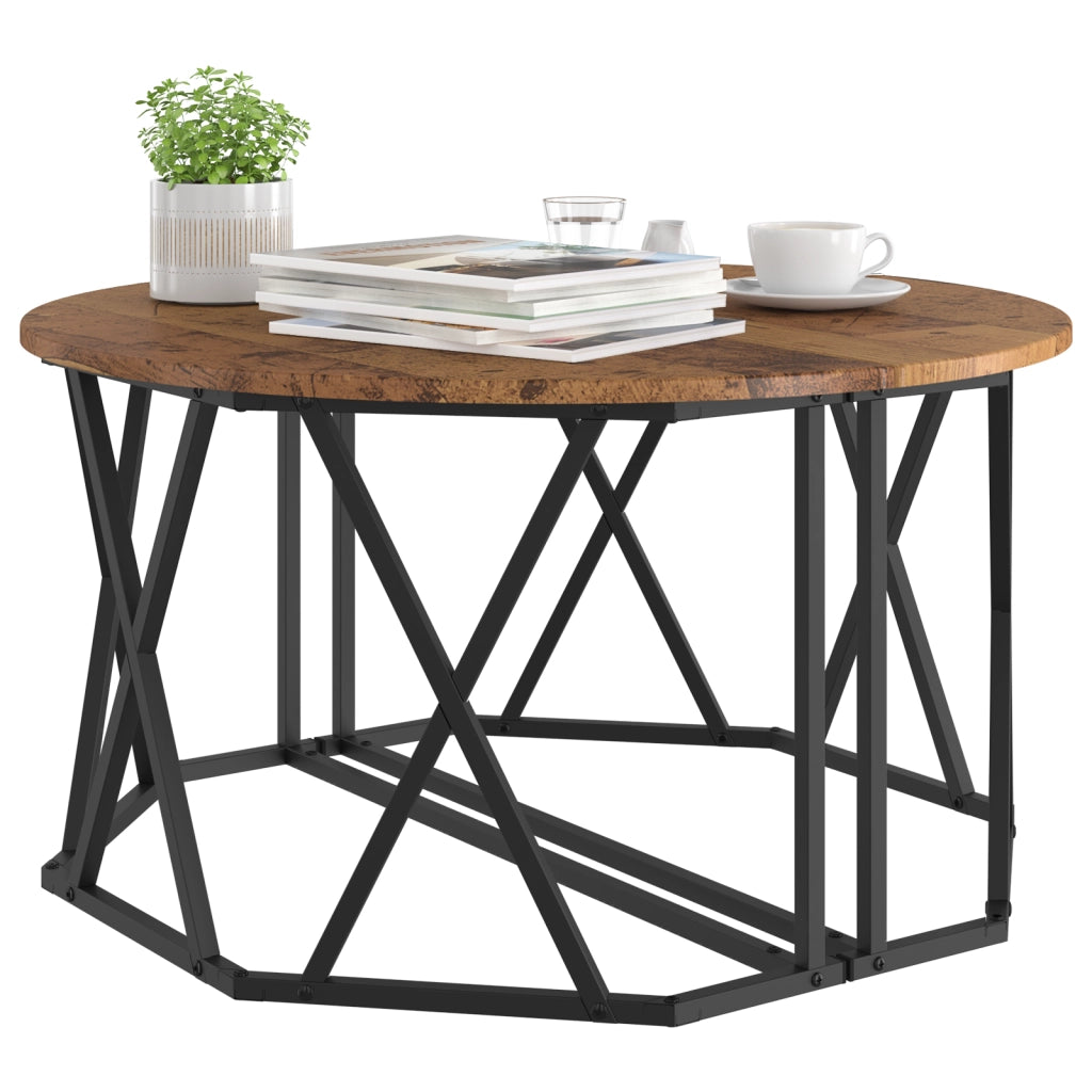 Tavolino da caffÃ¨ in legno antico 80x80x42 cm in legno ingegnerizzato