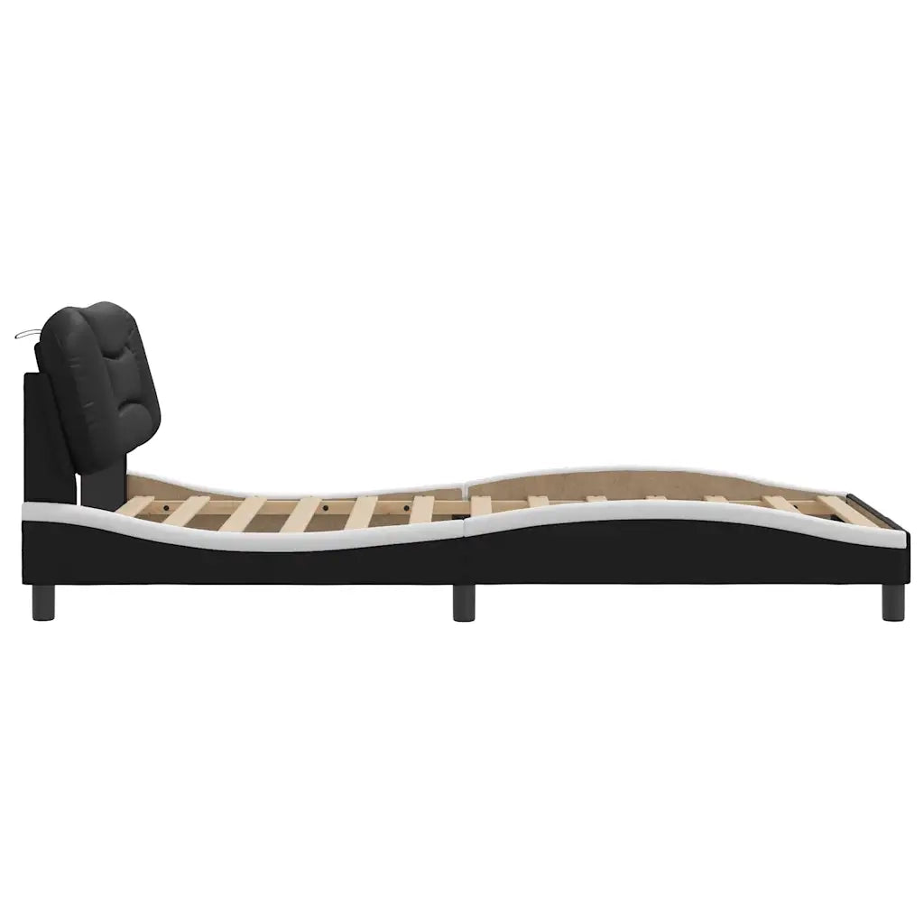 Giroletto senza Materasso-Struttura Letto Hvar Nero e Bianco 100x200 cm in Similpelle 497484