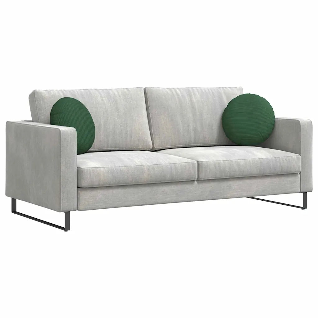 Cuscini per Seduta 2 pcs Verde Scuro Ø 40 cm Tessuto in Cords